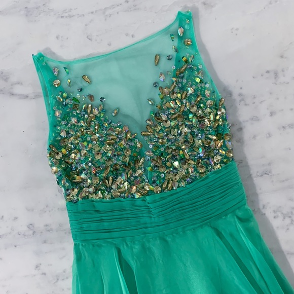 Jade Green Long Prom Dress - Picture 2 of 8
